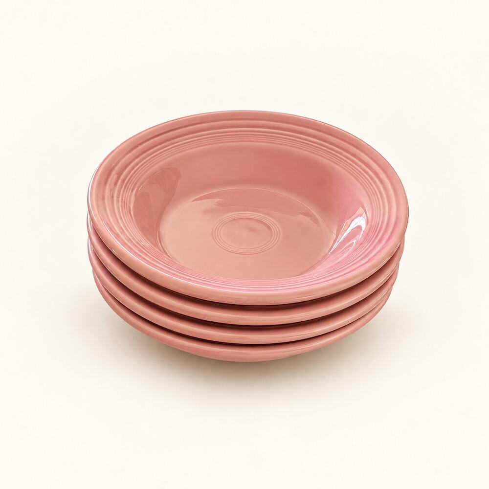Vintage Fiesta Rose Rimmed Soup Bowls Set of 4 Retired Pink Fiestaware